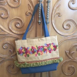 EUC Ribbon Floral Tote